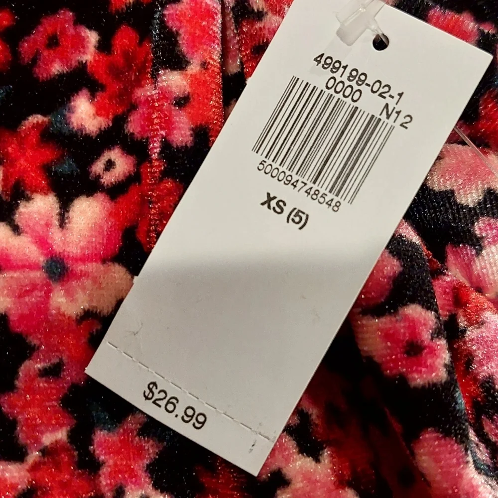Old Navy Girl's Size XS 5 Puff Sleeve Dress Velour Cozy Black Red Pink
